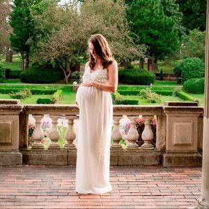 White maxi, maternity photo dress